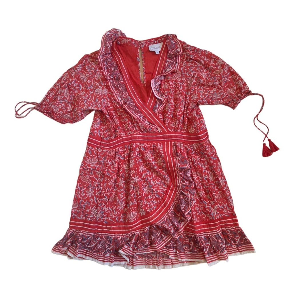 Cleobella Revolve Red Floral Ruffle V Neck Dress